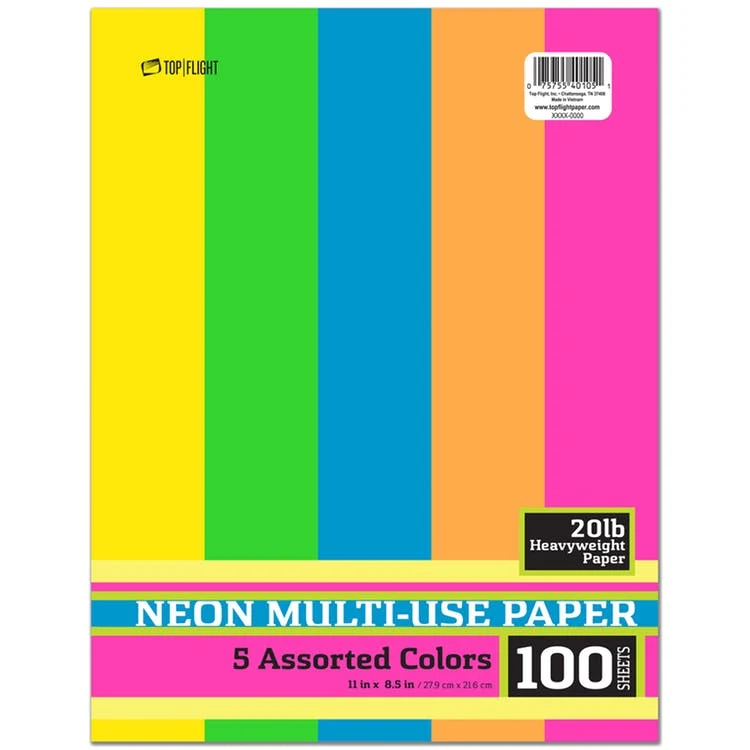 Multi-Purpose Paper - 100 Sheets Neon 11" x 8.5" 1