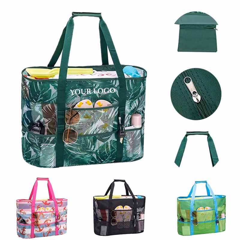 Extra Large Waterproof Canvas Mesh Beach Tote Bag