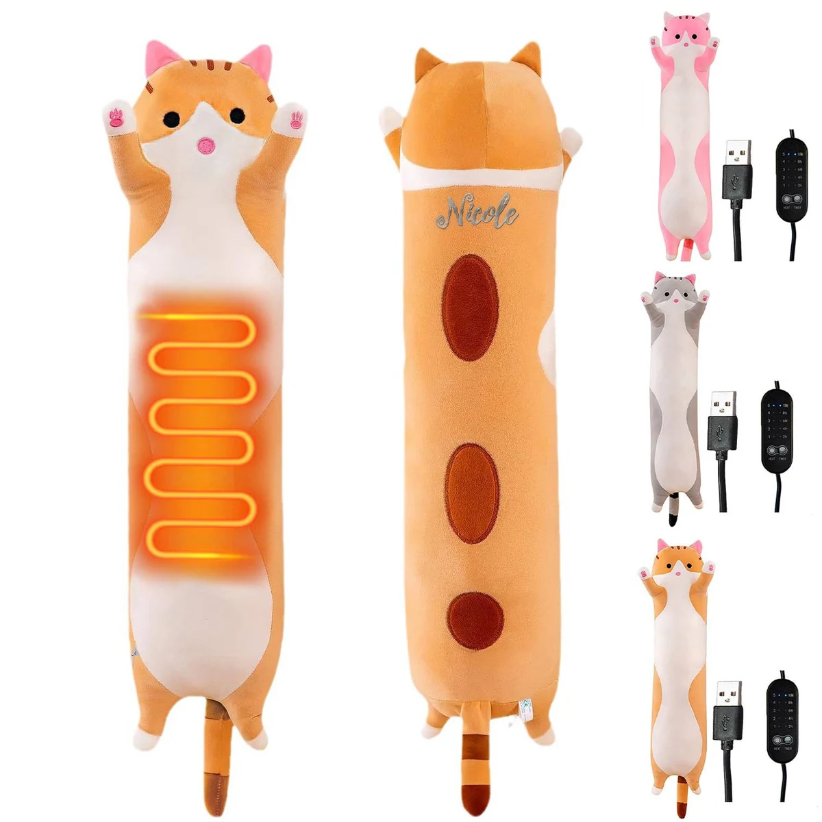 USB Powered Plush Cat Heating Doll Pillow 1