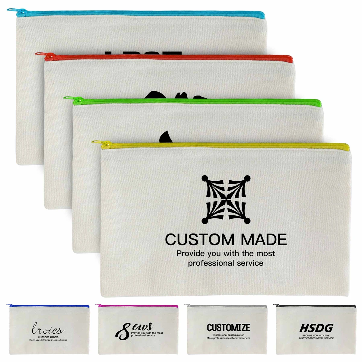 Plain Cotton Canvas Multipurpose Zipper Bag, custom tote bag with logo imprint 1