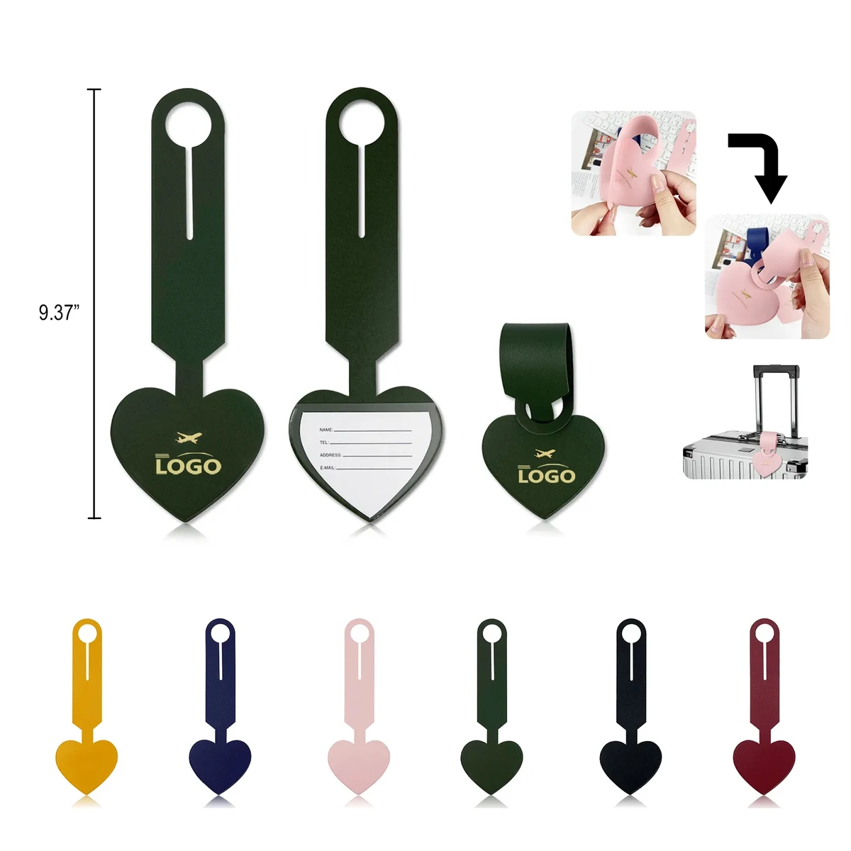 PU Leather Heart-Shaped Luggage Tag MOQ100 1
