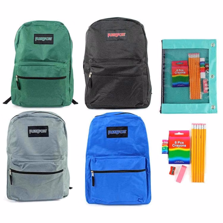 15" Backpack & Elementary School Supply Kit Sets - Black