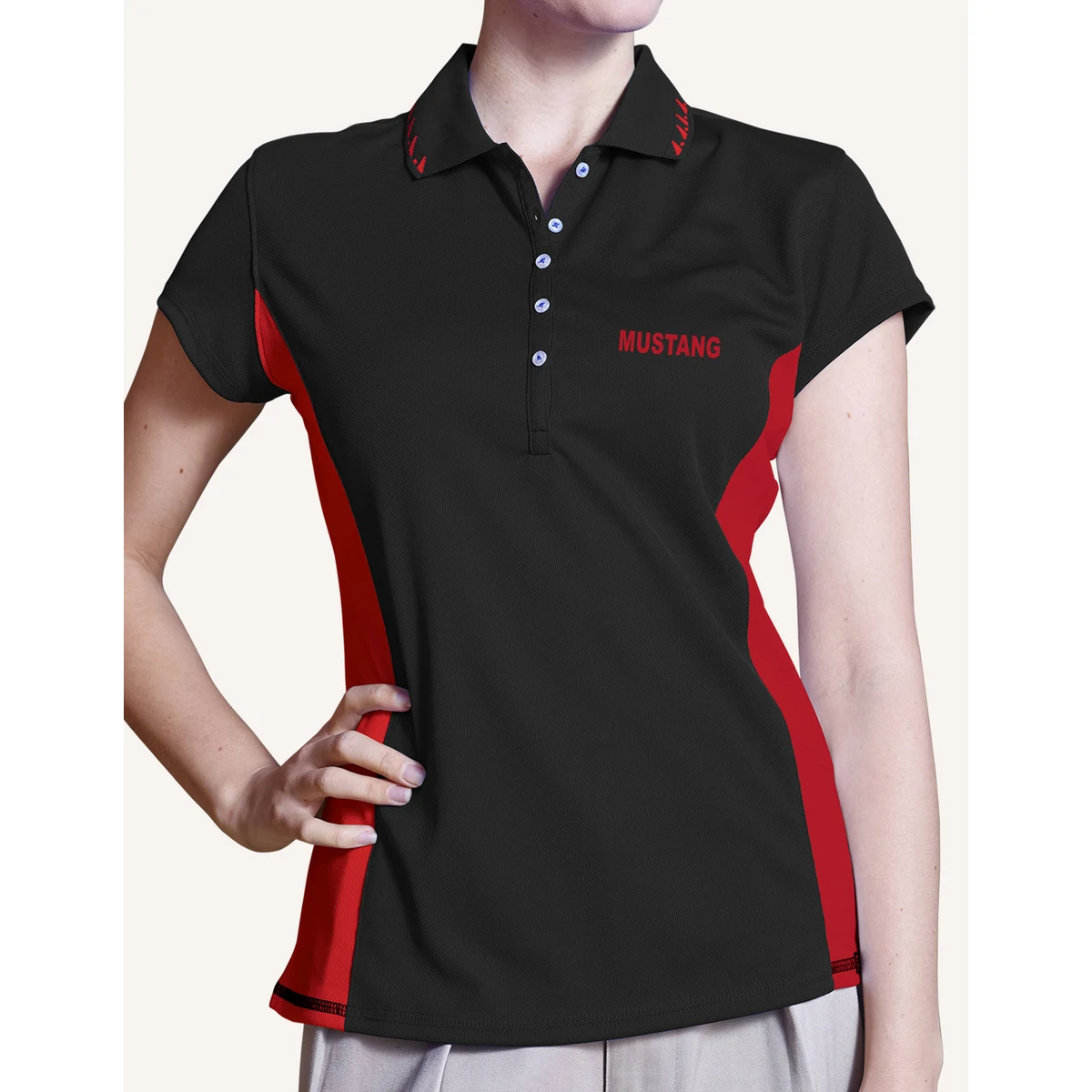 Ladies' Mustang Birds Eye Polo Shirt 1