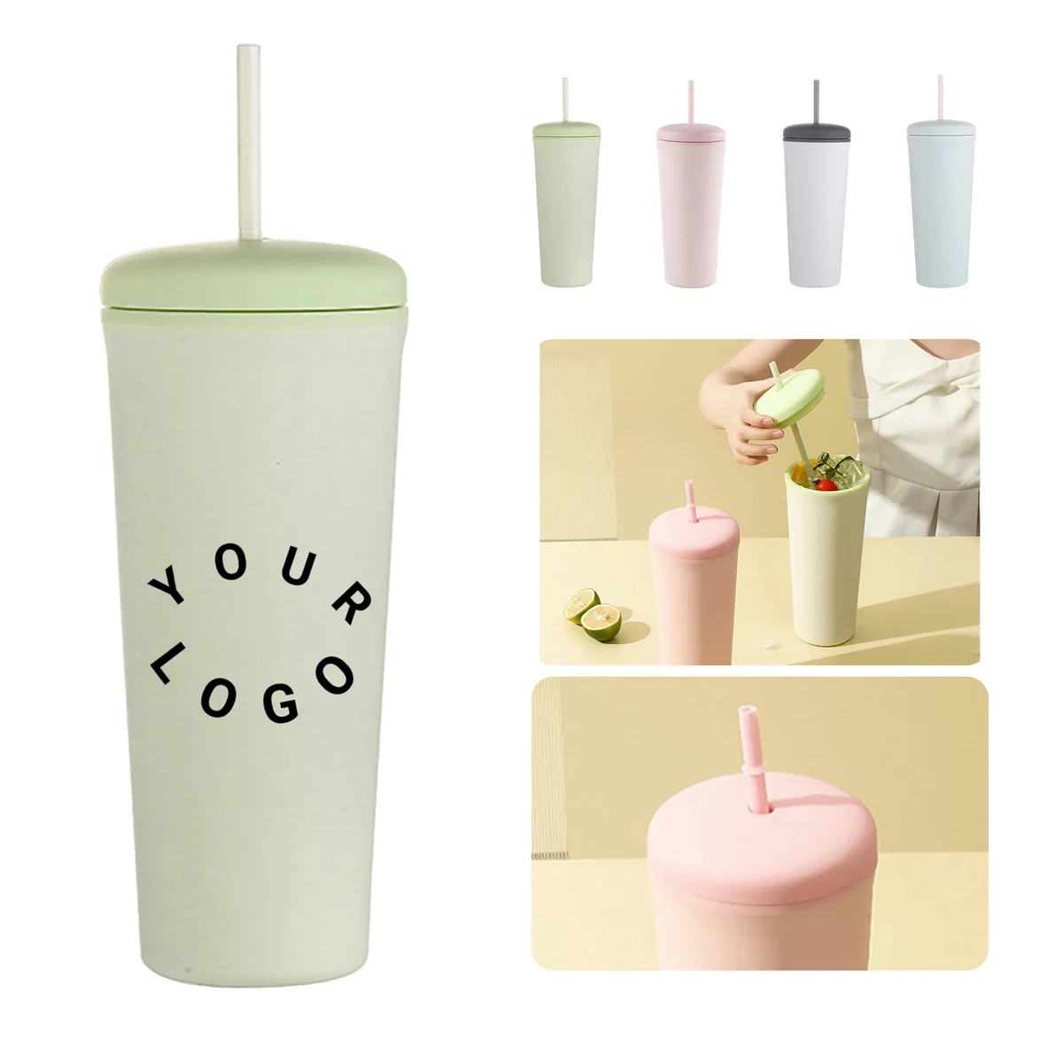 Reusable Plastic Straw Tumbler with Leak Proof Seal 1