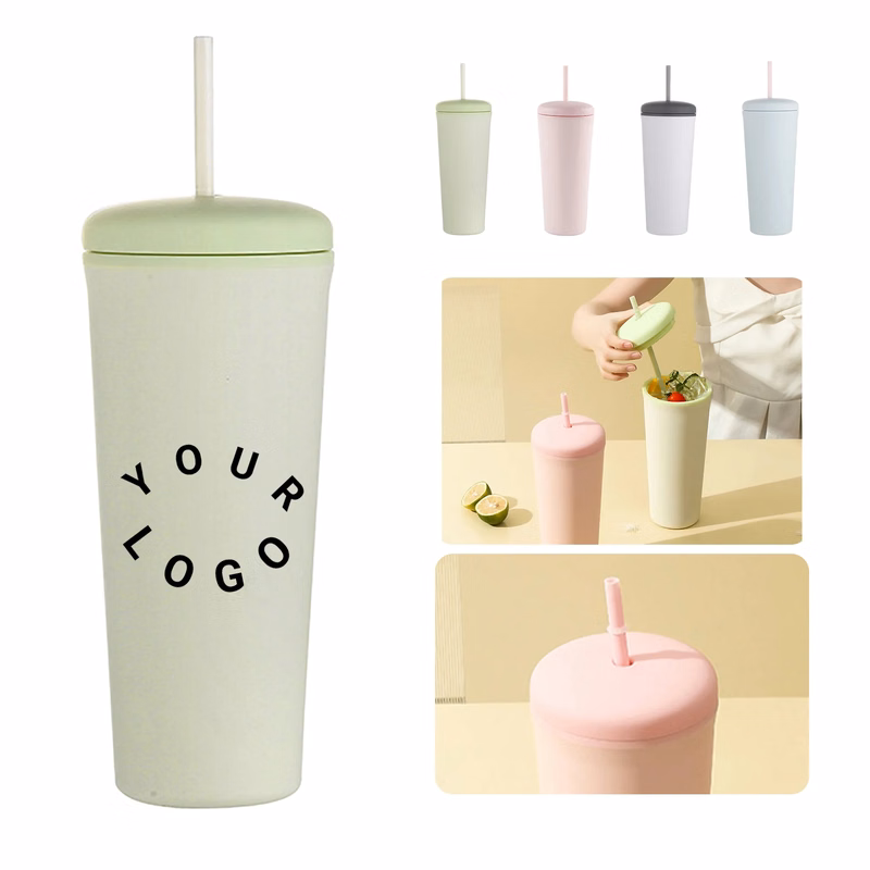Reusable Plastic Straw Tumbler with Leak Proof Seal