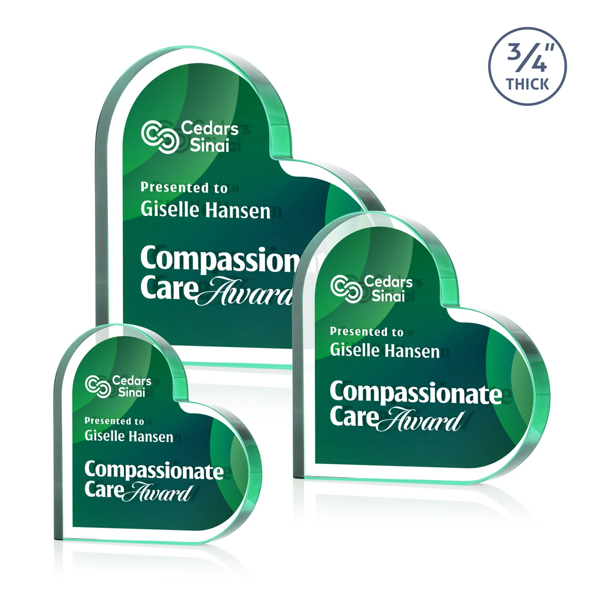 Davina Heart VividPrint™ Double Sided Award - Emerald 1