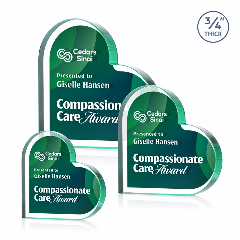 Davina Heart VividPrint™ Double Sided Award - Emerald