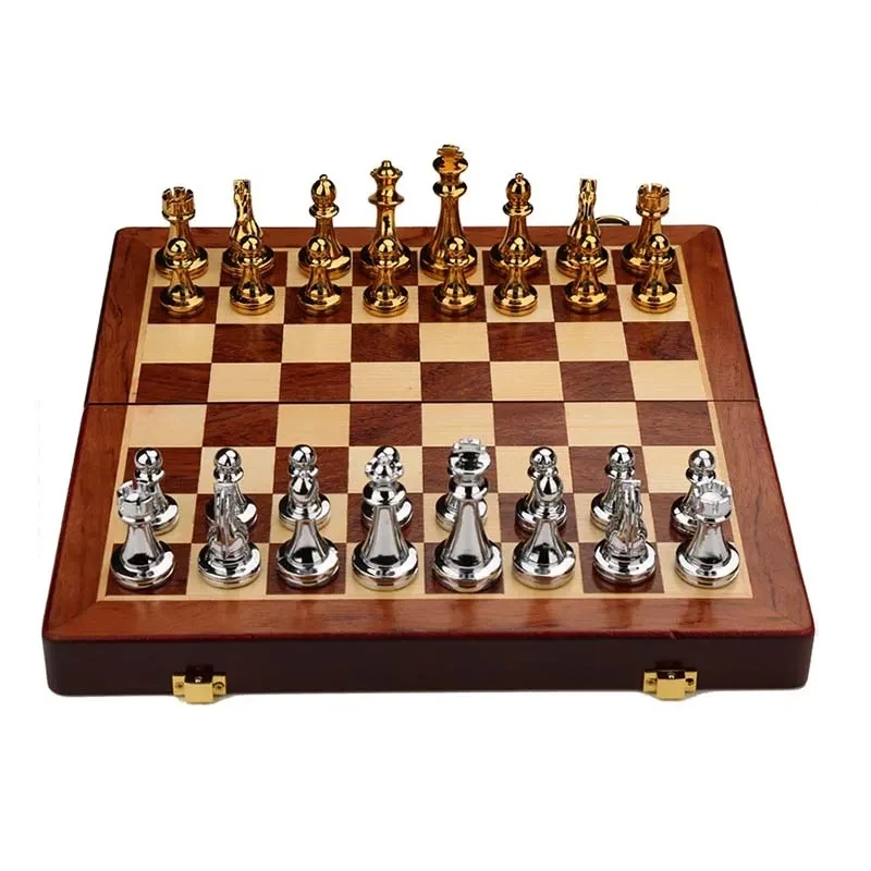 Folding retro metal chess set 1