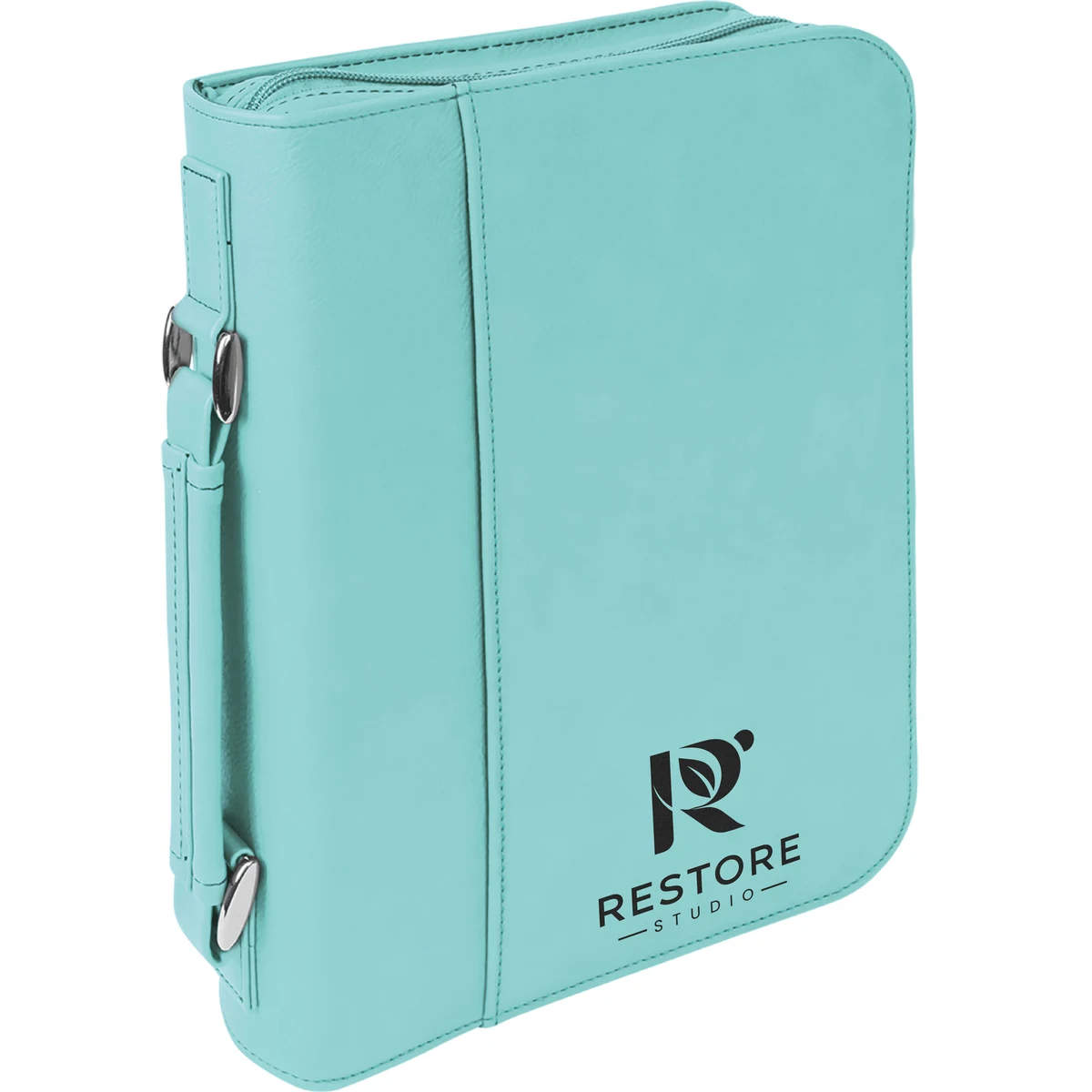 7" x 10" Teal Leatherette Book/Bible Cover with Handle & Zipper 1