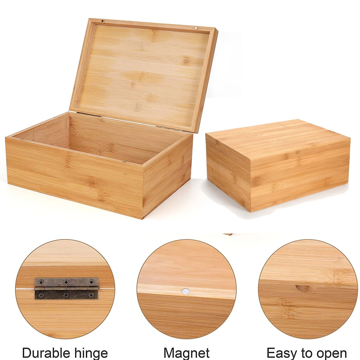 11 x 7.9 x 4.5 inch Natural Bamboo Boxes 1