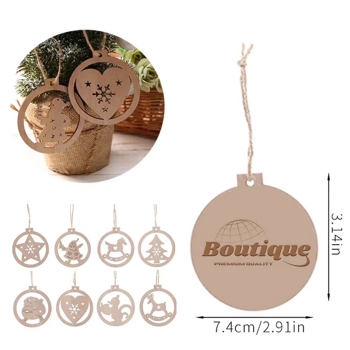 Wood Christmas New Home Ornament Round Doorway Decoration 1