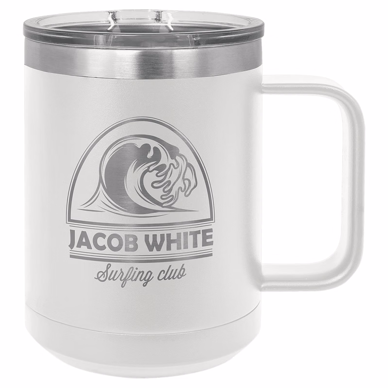 Polar Camel 15 oz. White Vacuum Insulated Mug with Slider Lid