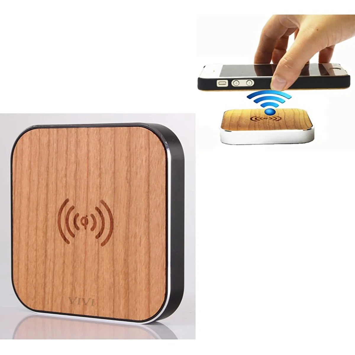 High-End 15W Fast Wireless Charger Wood Grain 1