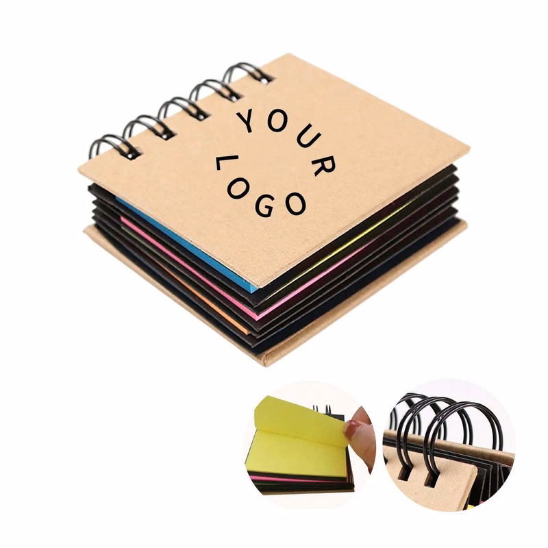 Kraft Paper Sticky Note Notebook with Color Flags