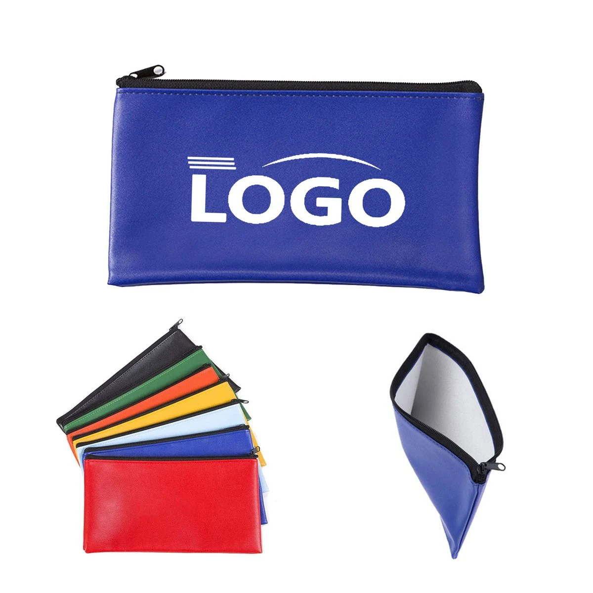 PU Leather Zipper Bank Bags Money Deposit Pouch 1