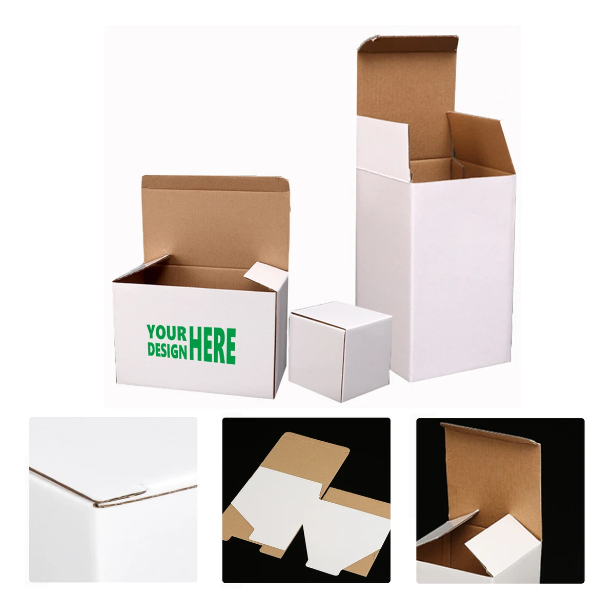 MOQ 50 Custom White Corrugated Packaging Boxes 1