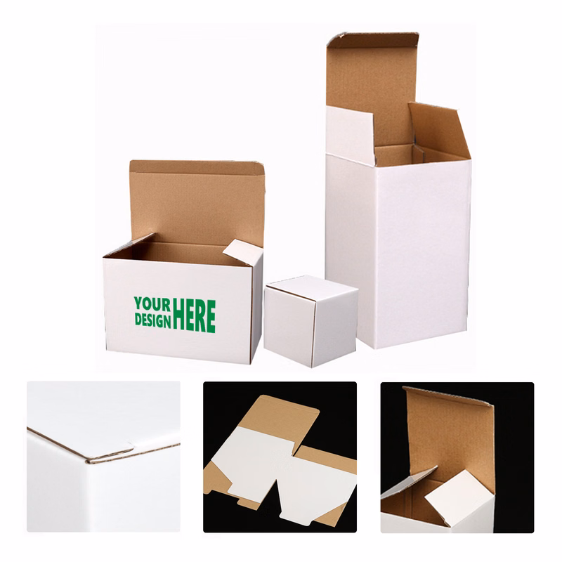 MOQ 50 Custom White Corrugated Packaging Boxes