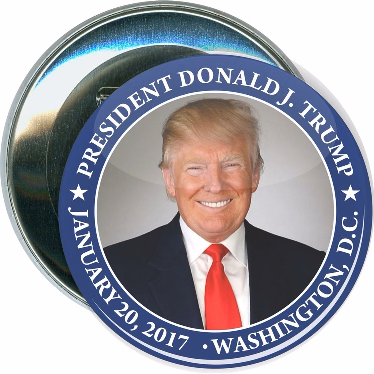 President Trump, Blue Border, Political Button