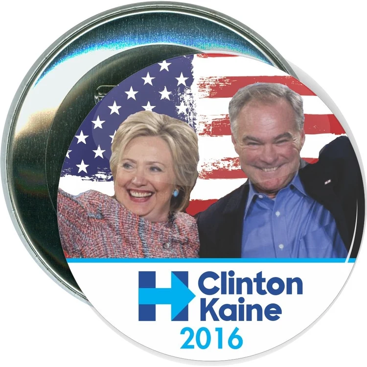 Hillary, Clinton Kaine Photo, Political Button 1