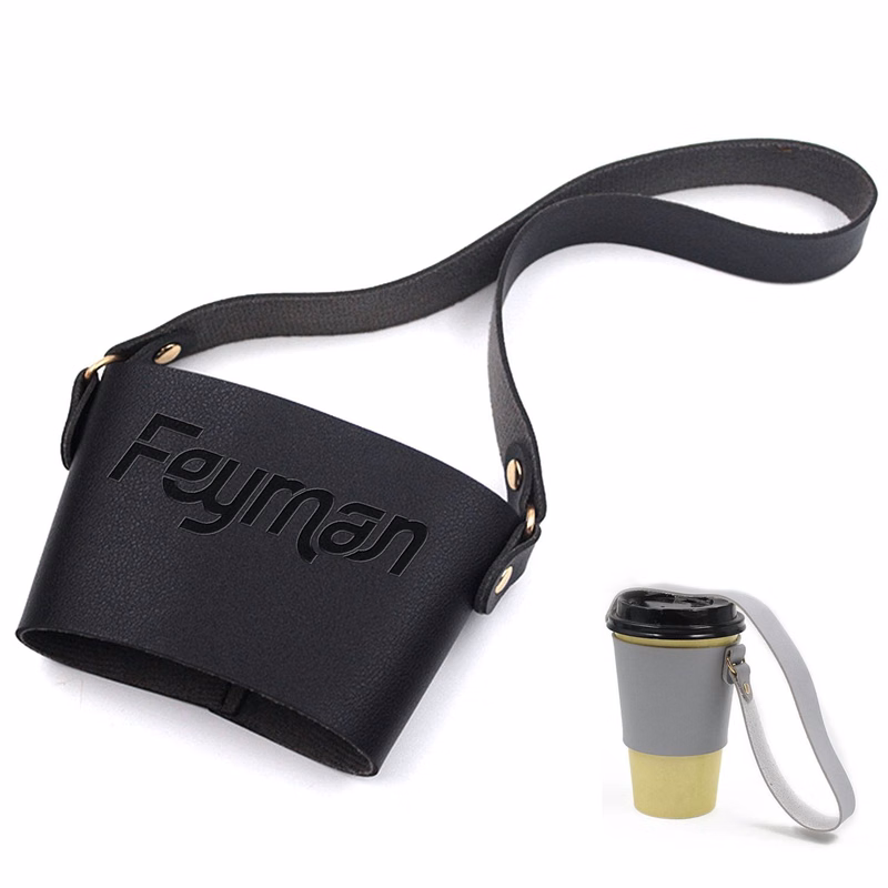 PU Leather Coffee Cup Sleeves w/ Handle