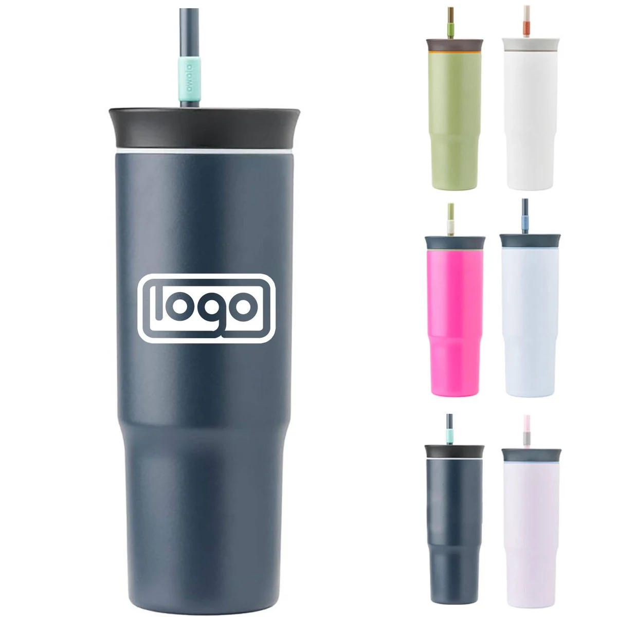 17oz Insulated Stainless Steel Water Bottle w/ Straw, custom water bottle with logo imprint 1
