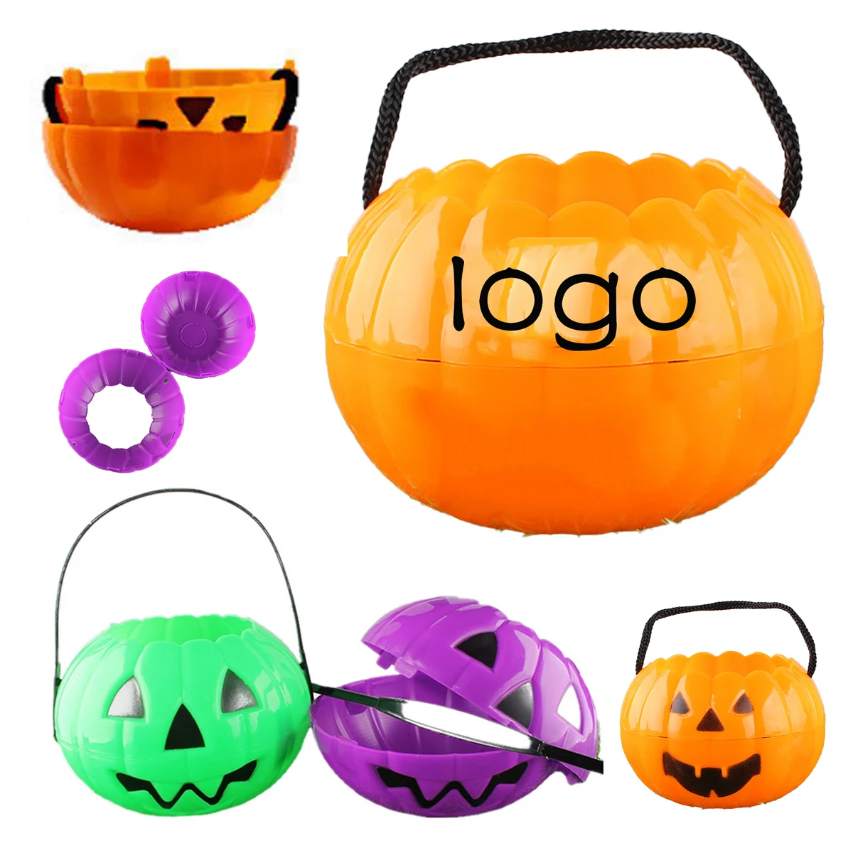 Halloween Foldable Half in One Pumpkin Candy Bucket 1