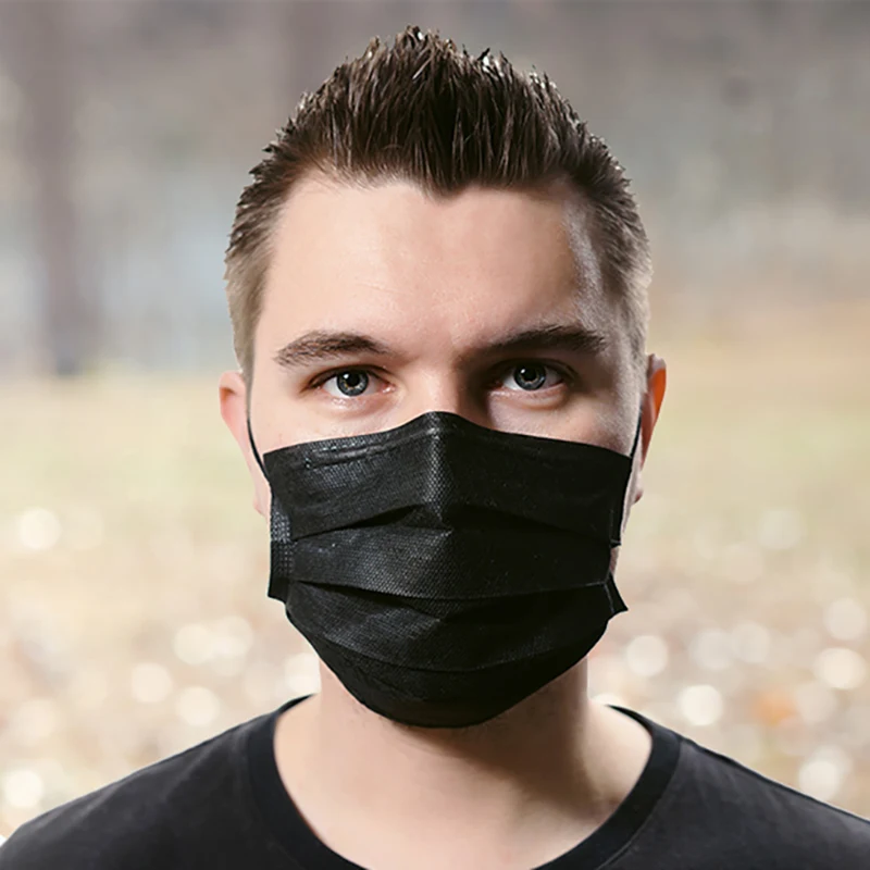 Black 3-Ply Disposable Mask 1