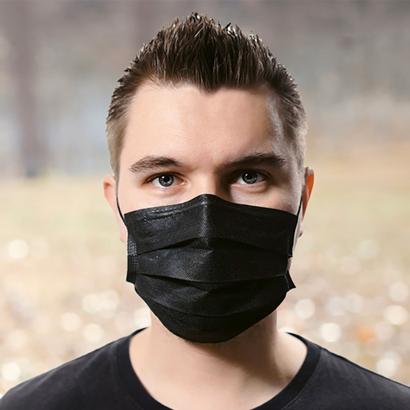 Black 3-Ply Disposable Mask