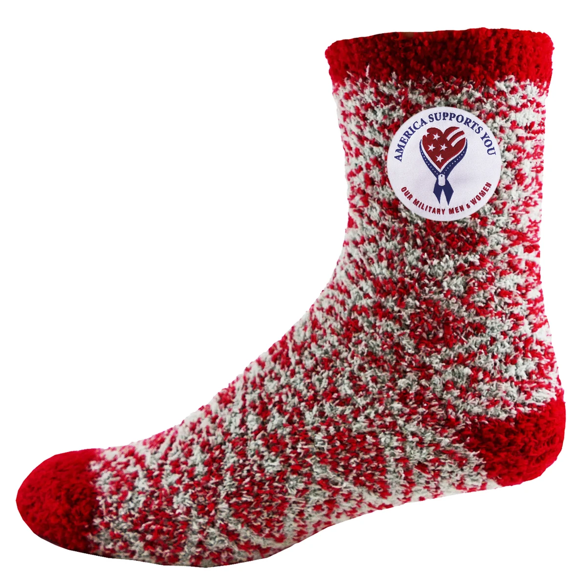 Fuzzy Fashion Socks w/ Woven Patch 1