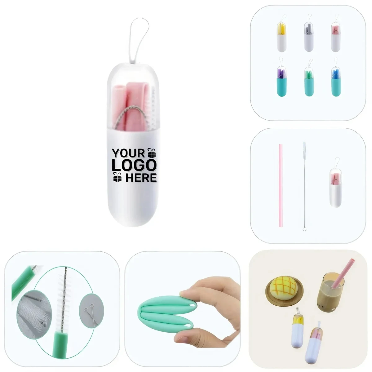 Collapsible Silicone Straw Capsule Box 1