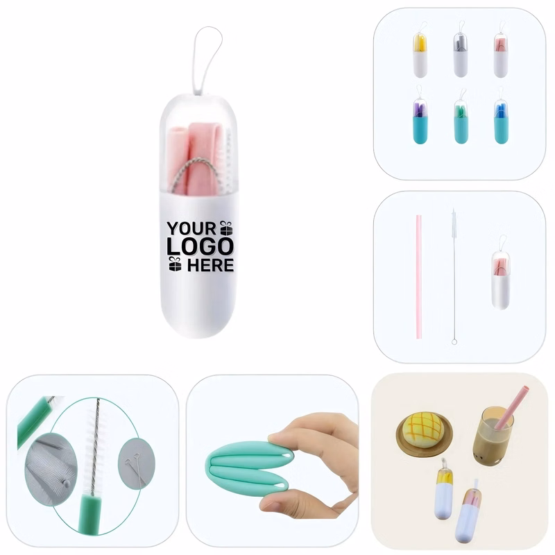 Collapsible Silicone Straw Capsule Box