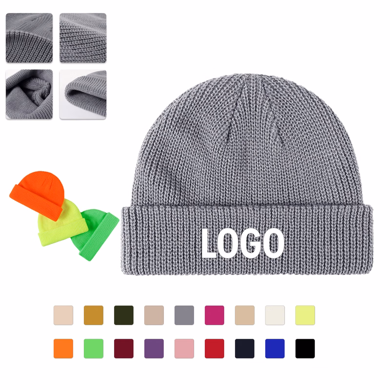 Warm Acrylic Knit Beanie for Fall and Winter