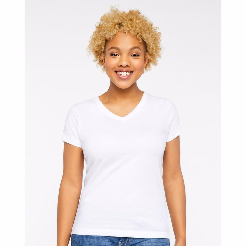 Women's Fine Jersey V-Neck Tee - 3507