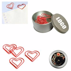 Heart Shaped Paper Clips With Tin Box