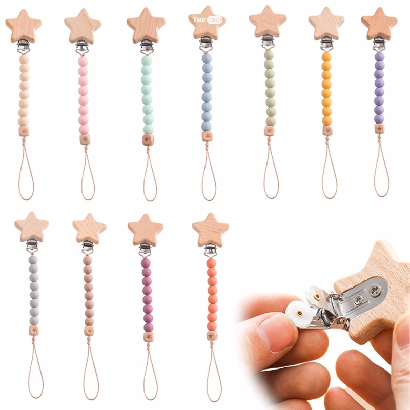 Pentagram Beech Pacifier Clip