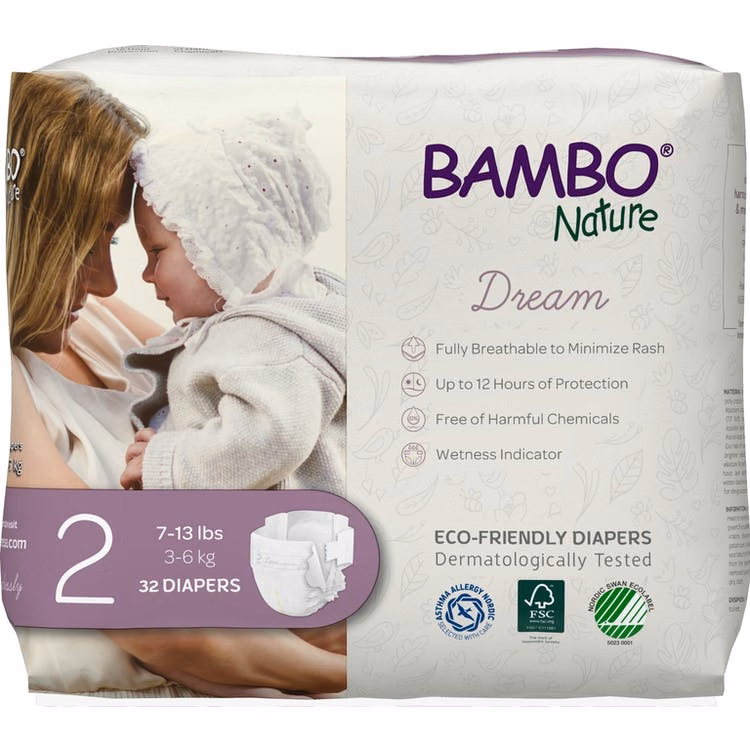 Organic Baby Diapers - 32 Count Size 2 7-13 Lbs.