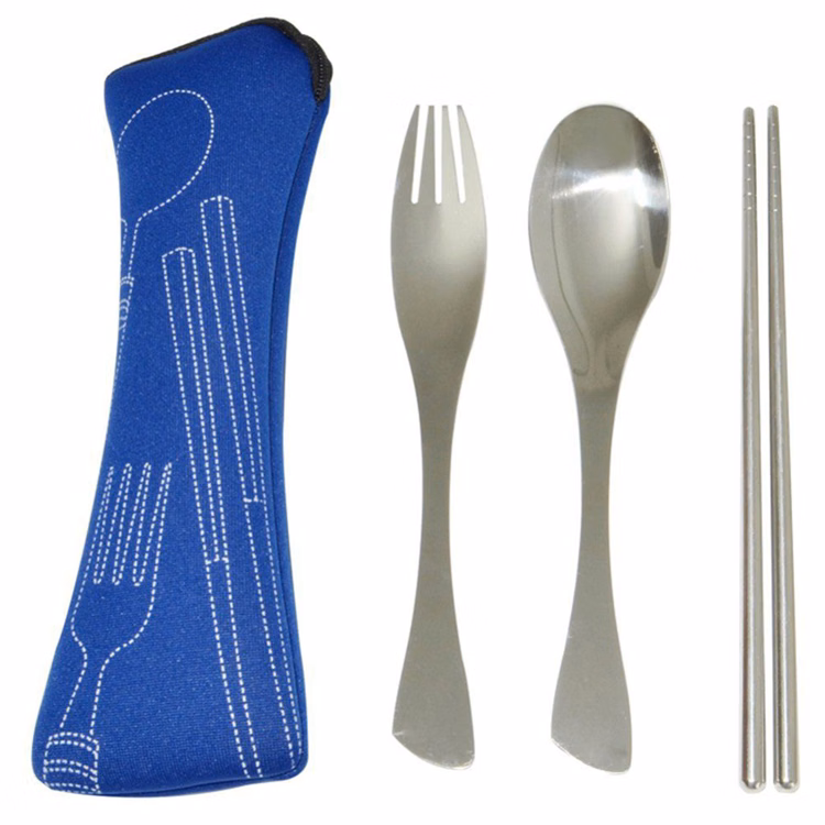 Stainless Steel Travel Utensil Set in Pouch