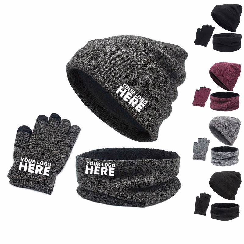 3Pcs Touchscreen Gloves Winter Set