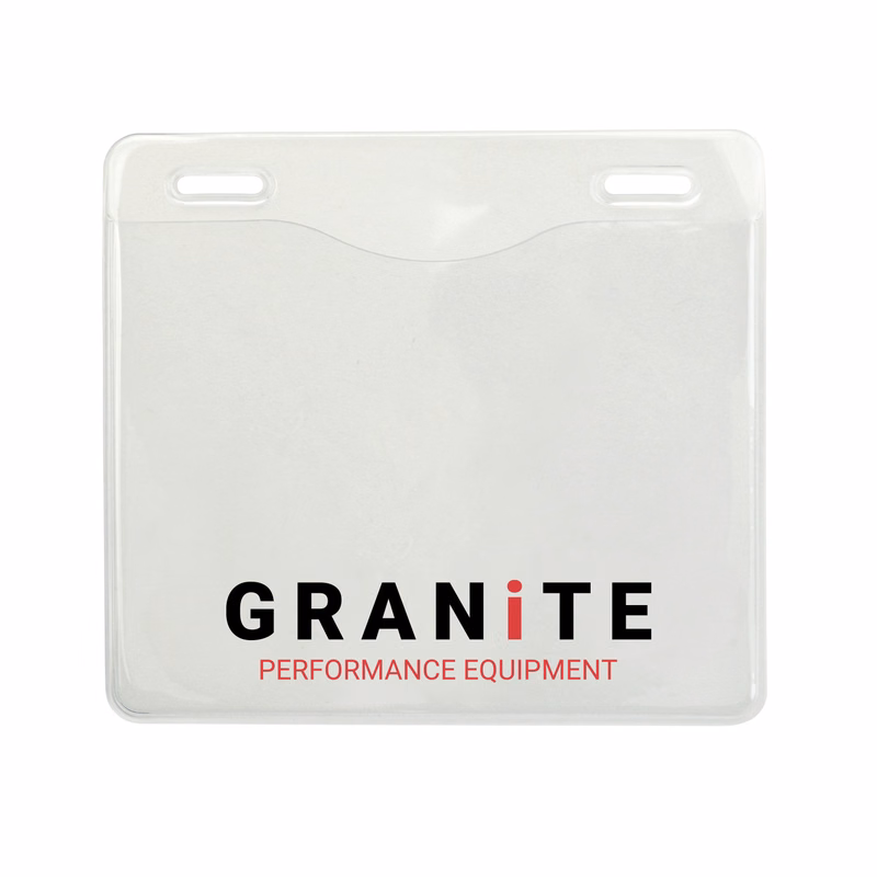 4.30" W x 3.90" H - Horizontal Clear Vinyl Badge Holder (1 Color Imprint)