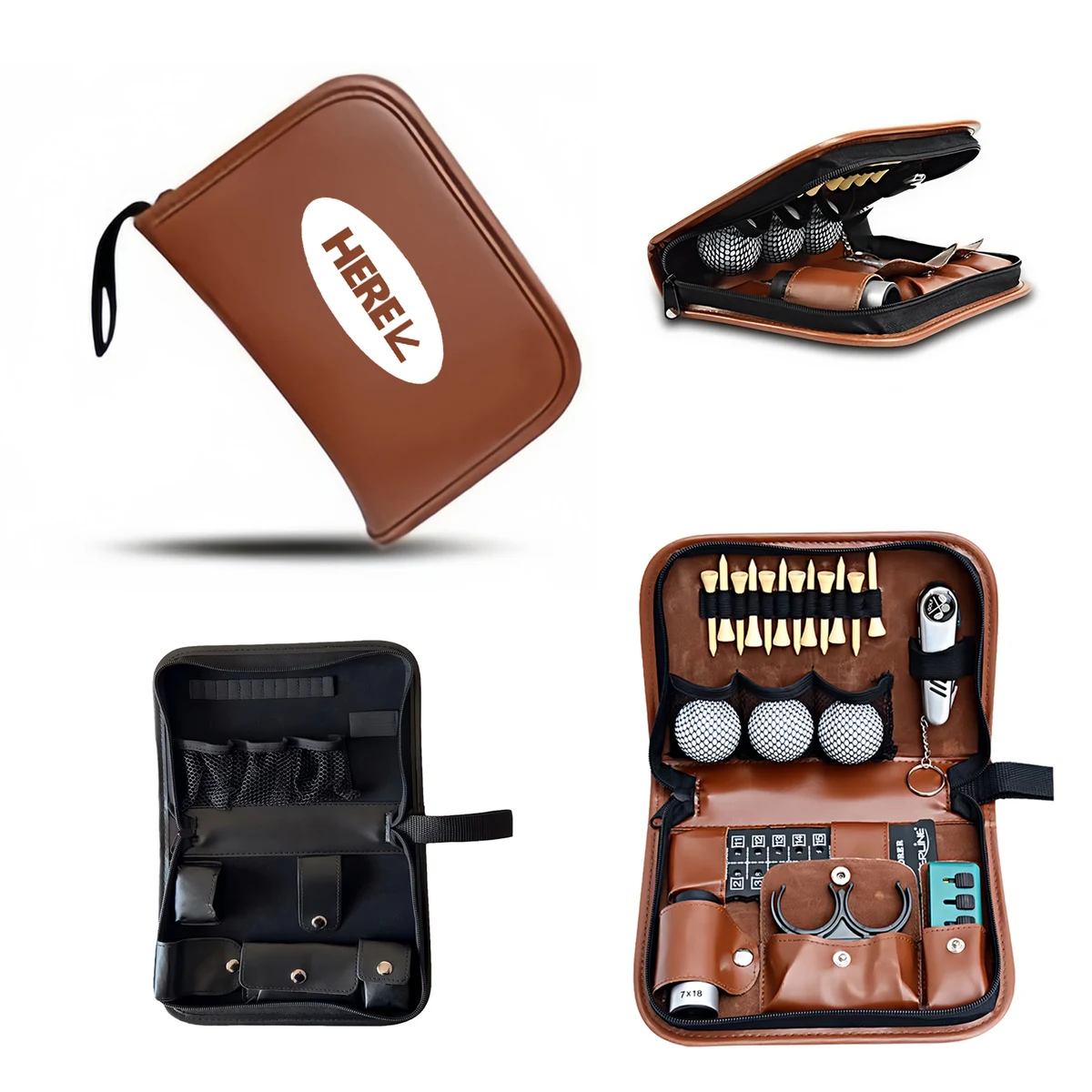 Compact Leather Golf Accessory Storage Bag 1