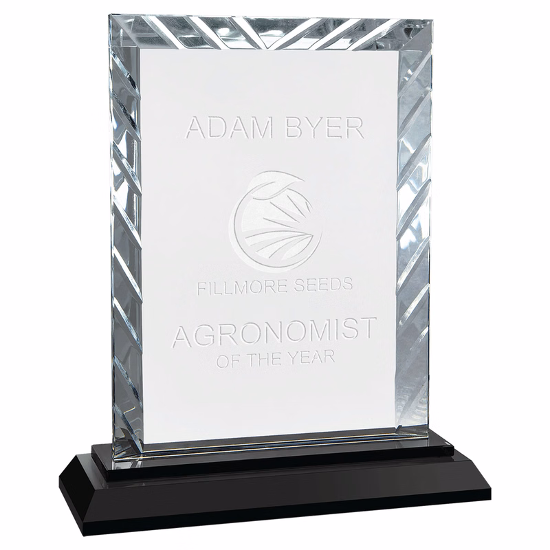 7" Rectangle Accent Glass on Black Base