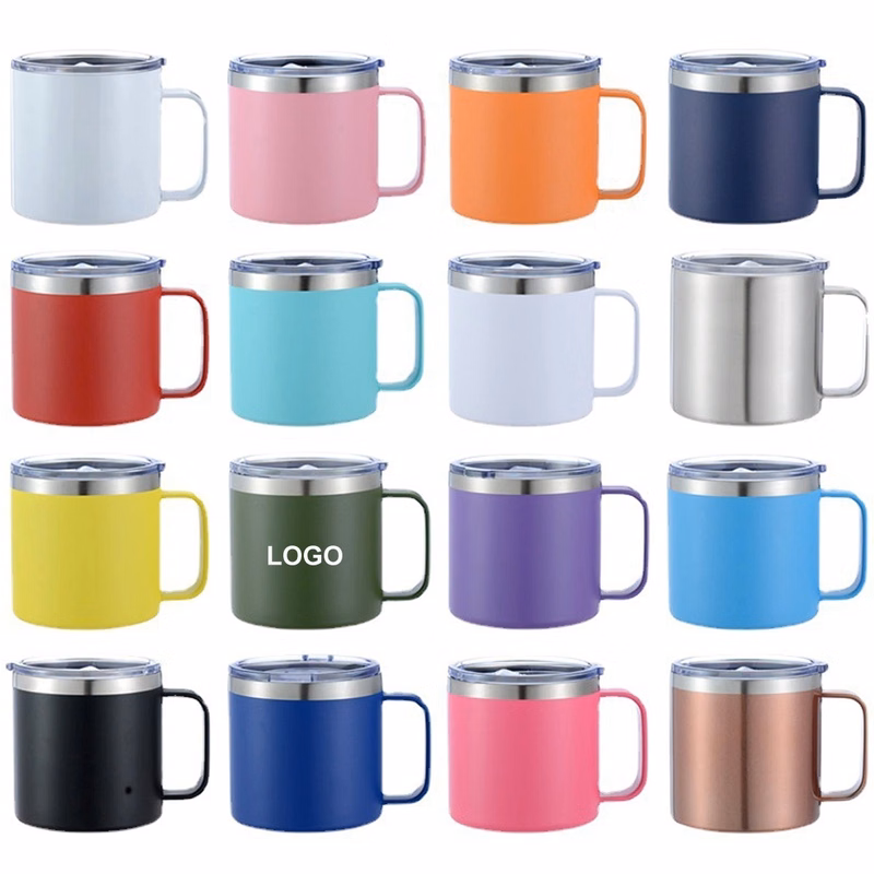 14Oz Vacuum Insulated Camping Mug With Lid Handle