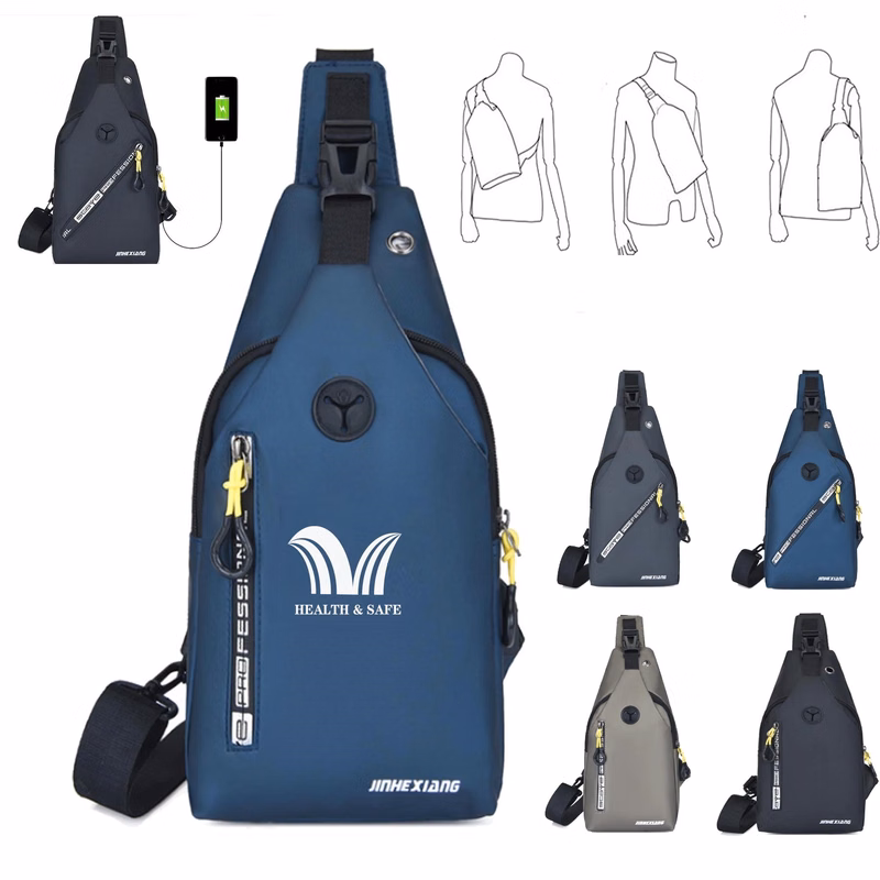 Men's Oxford Chest Bag with Charging Port