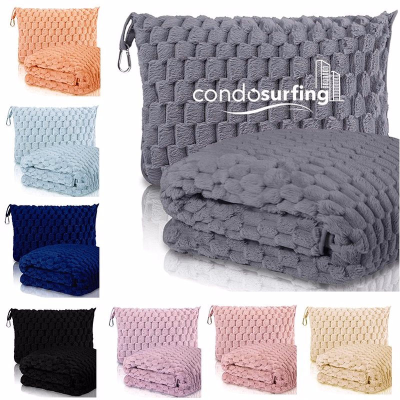 2" 1 Airplane Set Microfleece Travel Blanket with Zipper Bag