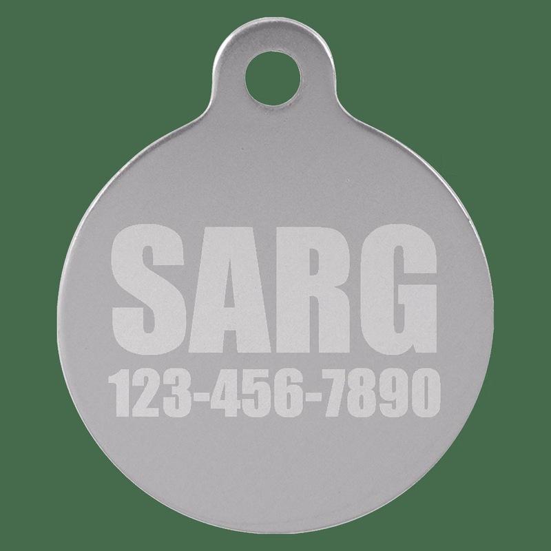 1" Silver Anodized Aluminum Round Pet Tag with Tab
