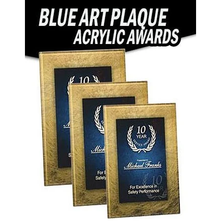 Acrylic 6.5x8.5" Gold/Blue design with Easel stand 1