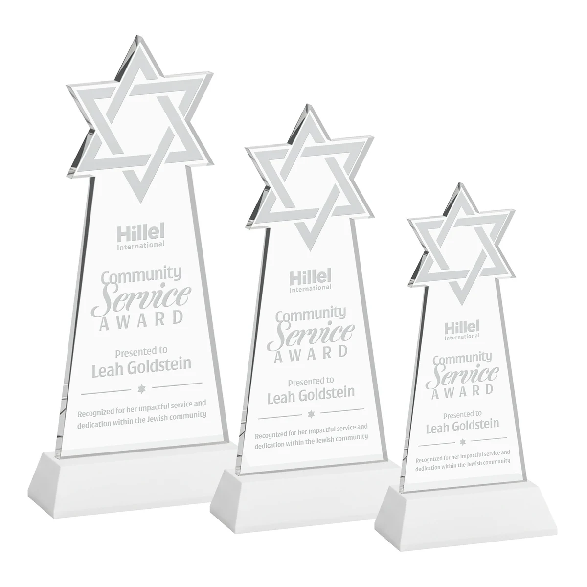 Star of David Award on Hartford Base - White 1