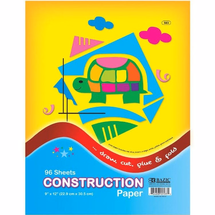 Construction Paper - 96 Sheets Assorted Colors