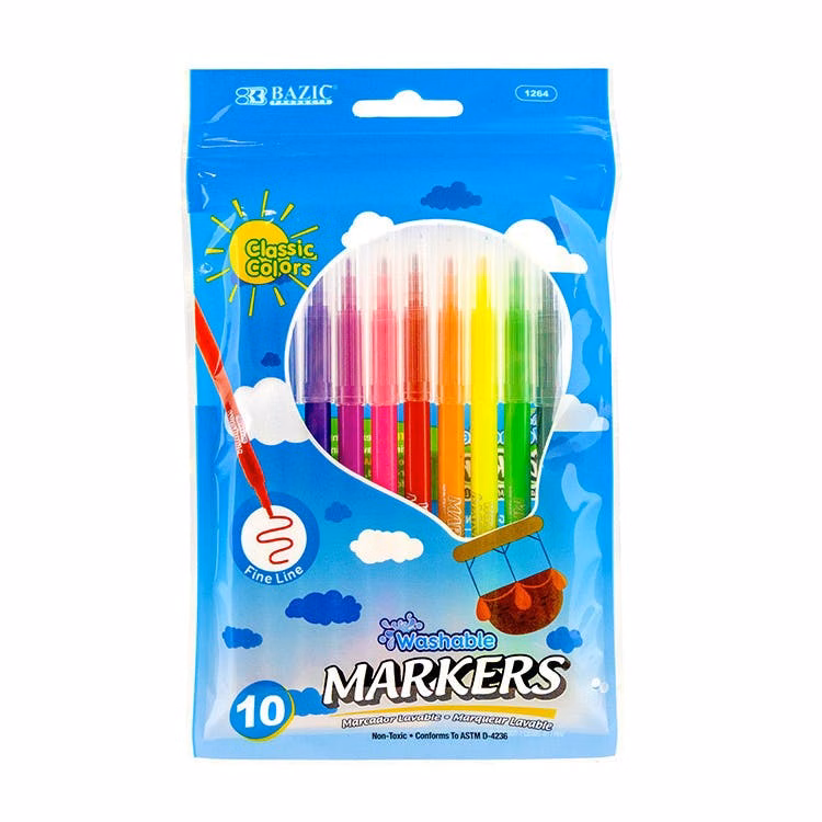 Fine Line Markers - 10 Pack Washable