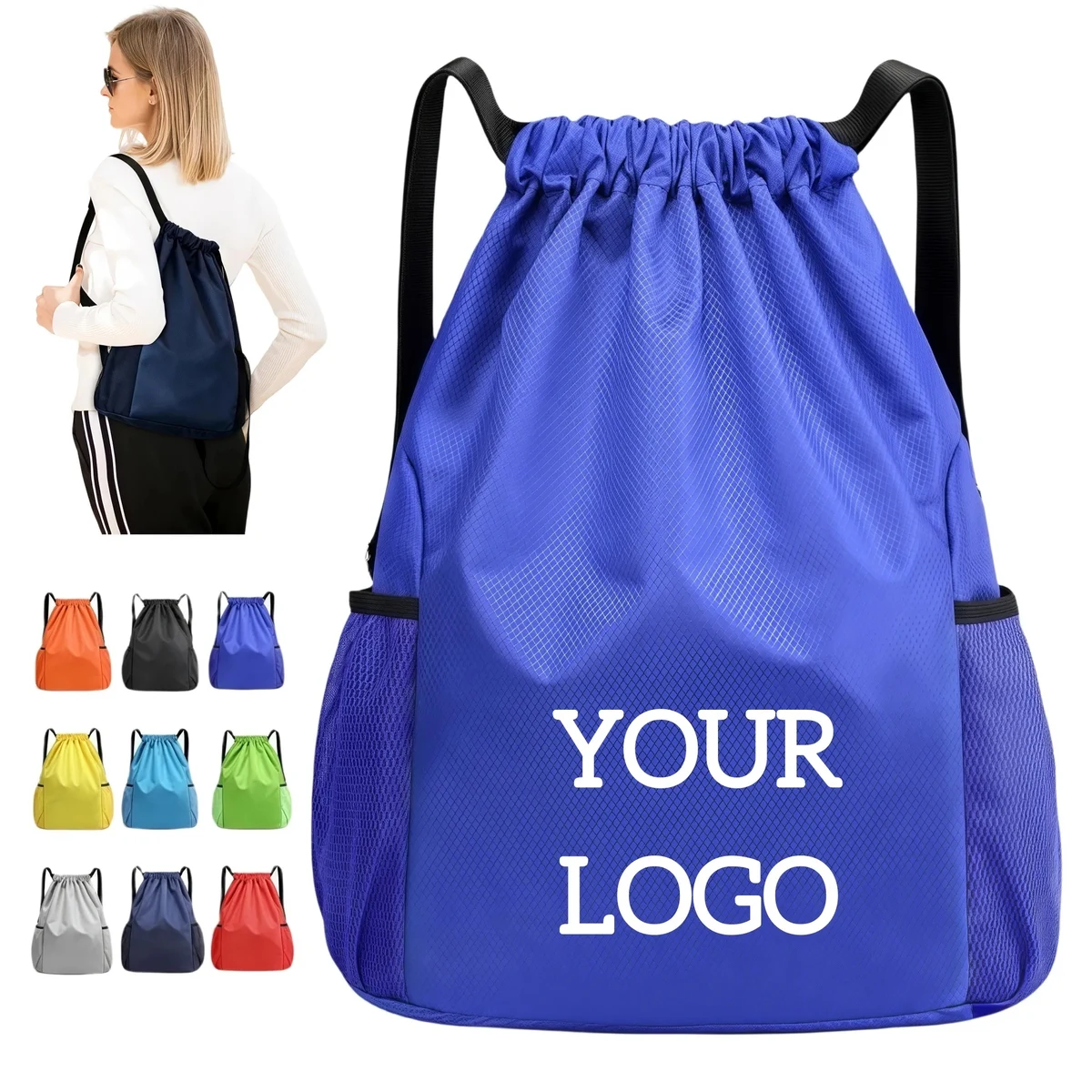 Lightweight Drawstring Backpack with Pockets 1